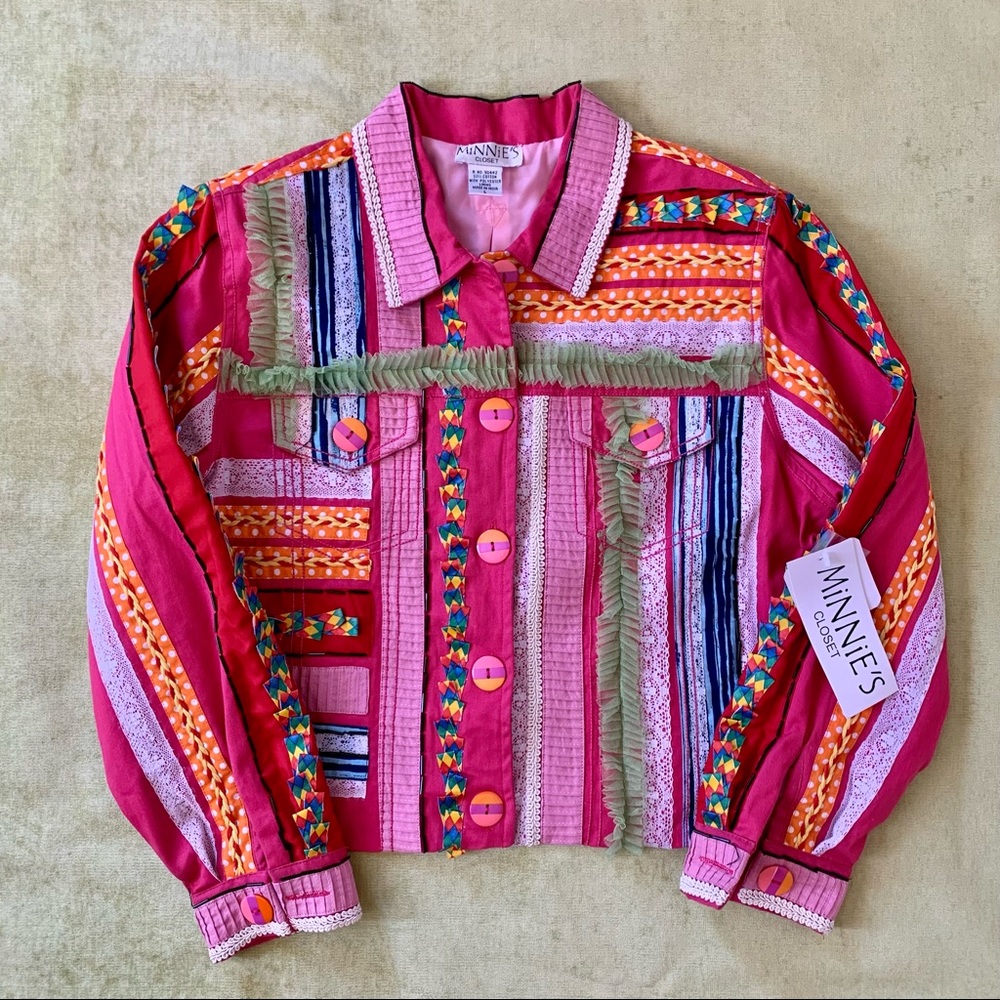Minnie’s Closet unique pink appliqué jacket